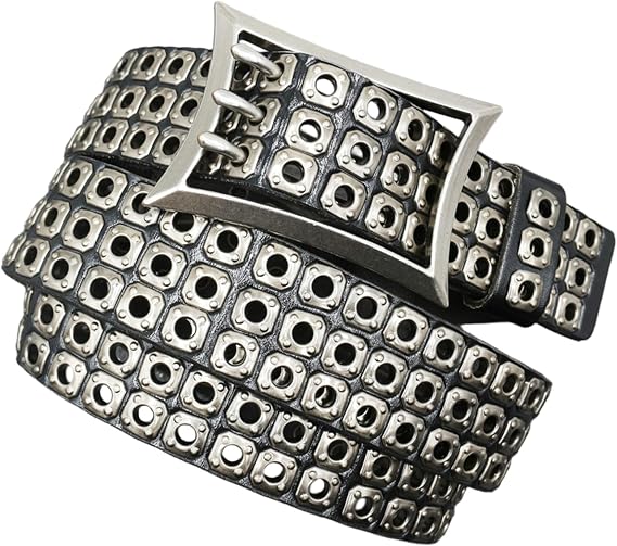 Three Studded Belt Men Women Genuine leather Punk Y2K Emo Belt - skull wallet