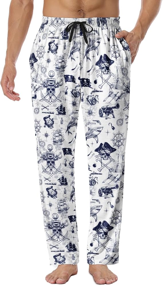MEDTOGS Men's Pajama Pants Lounge Sleep Bottoms with Pocket Drawstring - skull pajamas