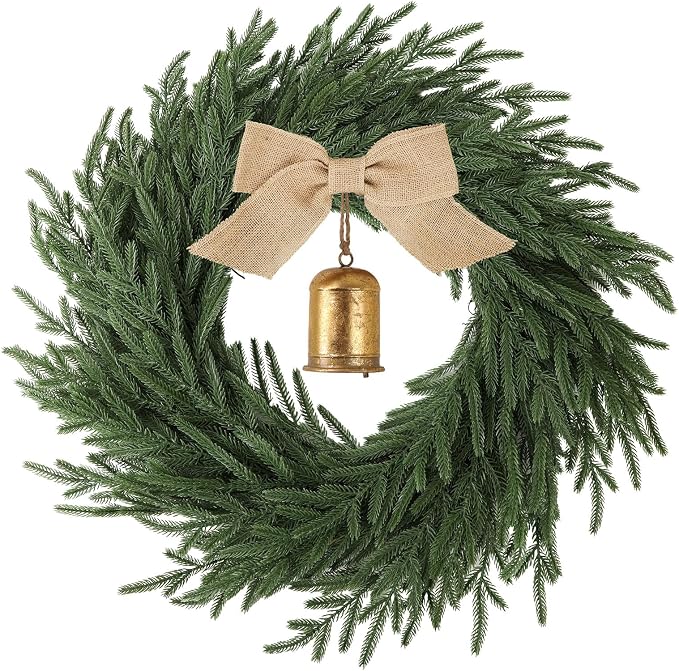 24 inch Christmas Wreath, Christmas Wreath for Front Door, Christmas Door Wreath Decor for Xmas Indoor Outdoor Holiday Decor (Real Touch) - skull wreath