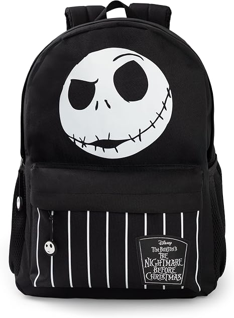 Disney The Nightmare Before Christmas Jack Skellington Backpack | Black and White Stripes Design School Bag Back to School - skull backpack