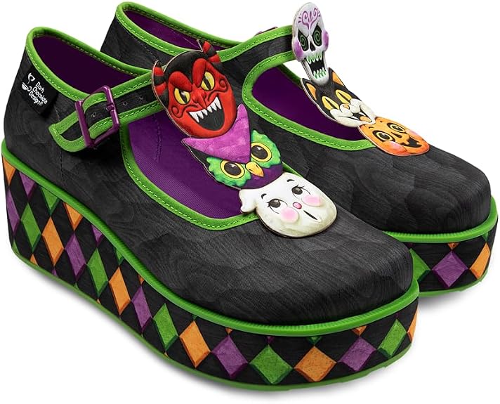 Hot Chocolate Design Whimsical Women's Platform Mary Jane Shoes - sugar skull boots