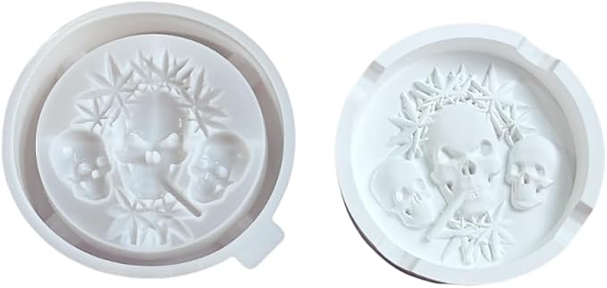 Skull Ashtray Resin Molds,Cigar Ashtray Silicone Mold, Ashtray Resin Jar Mold for Epoxy,Clay,Plaster,DIY Storage Container,Party & Home Decoration - skull ashtray