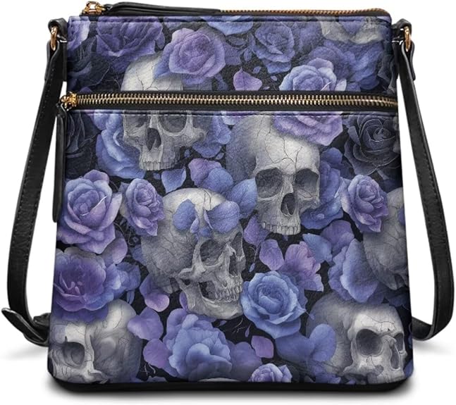 Crossbody Bag for Women Travel, Portable Leather Satchel with Adjustable Strap, Multi Pockets Shoulder Purse - sugar skull handbags for sale