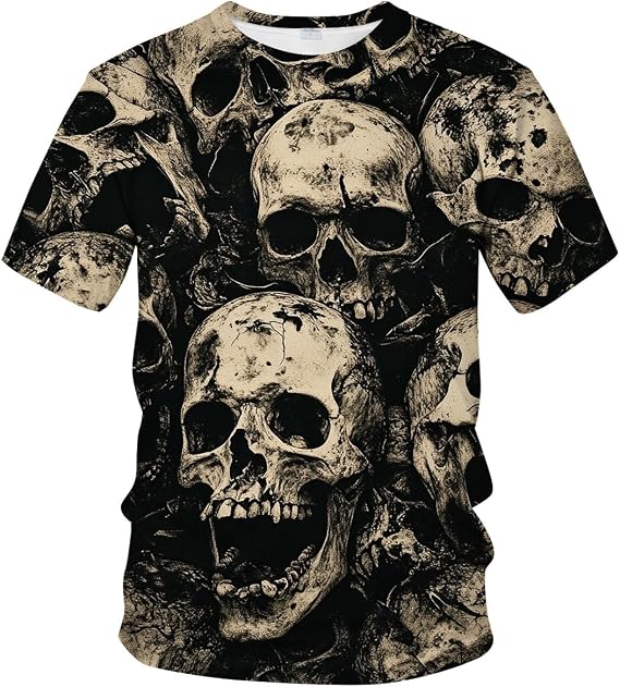 Men's Skull Graphic Tshirt 3D Print Skeleton Shirt for Men Funny Skull Tees Top - skull tshirt