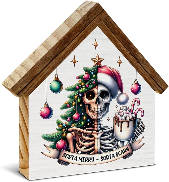 Gothic Christmas Skeleton Decor, Sorta Merry Sorta Scary - skeleton