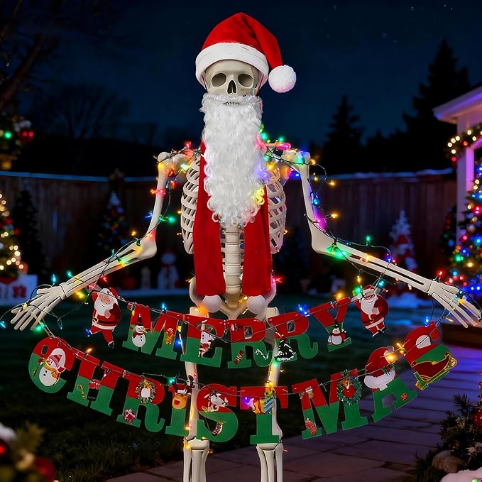 12 Foot Skeleton Christmas Outfit, 5PCS 12ft Skeleton Accessories Set - skeleton