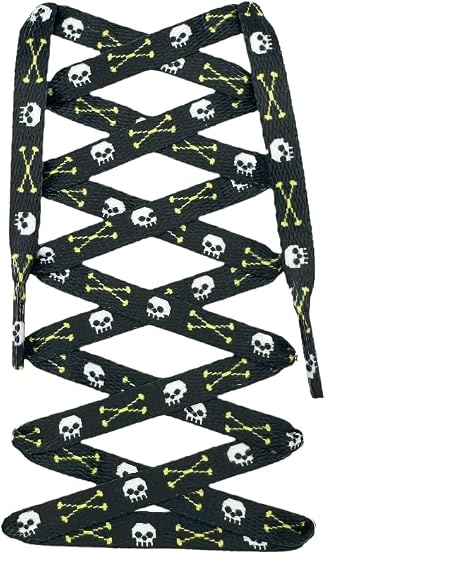 Teeoff Flat Printed Shoelaces,Shoe Laces for Sneakers, Designer Fun Shoestring - sugar skull boots