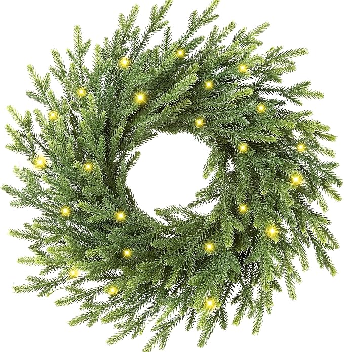 22’’ Real Touch Norfolk Pine Wreath Artificial Christmas Wreath for Front Door Green Wreaths Christmas Decorations for Winter Farmhouse Wall Indoor Outdoor Home Holiday Xmas Decor - skull wreath
