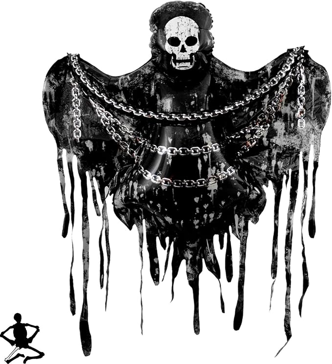 Giant Skeleton Balloons 60Inch - Halloween Decorations Indoor | Scary Skeleton Tassels Foil Balloon for Halloween Birthday Horror Spooky Party Decorations - skull inflatable