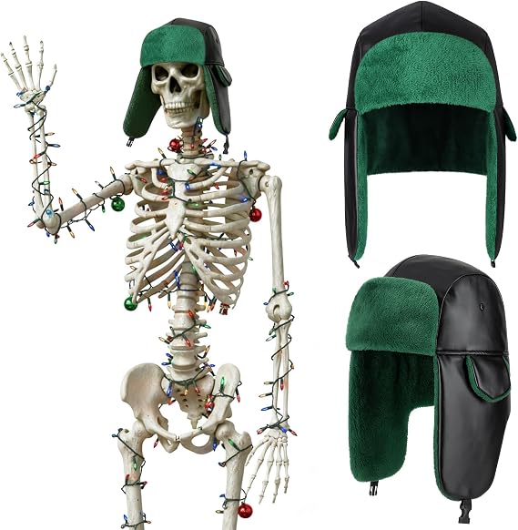 Skicuff 12 ft Skeleton Christmas Cousin Leather Trapper Hat Accessories - skeleton