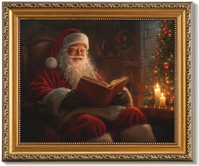 uniro Vintage Gold Framed Wall Art, Vintage Christmas Wall Decor Santa Claus Reading Book Canvas Art Prints Painting, Rustic Winter Holidays Xmas Poster, Farmhouse Christmas Picture Wall Decor for Bedroom, Living Room, Gallery, Winter Room Decor, Holiday Decoration Gifts - 8x10Inch - skull painting