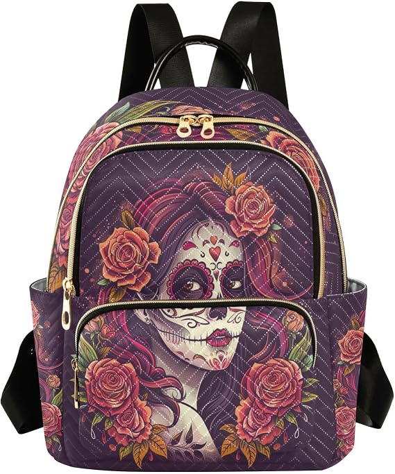 ALAZA Highland Cow Rose Butterfly Women Backpack Purse Shoulder Bag - sugar skull handbags for sale