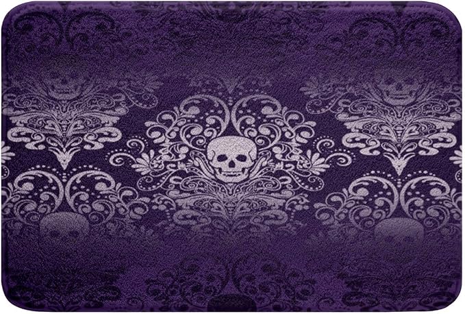 Feelyou Gothic Skull Bathroom Rugs Bath Mats 20"x32" - skull toilet mat