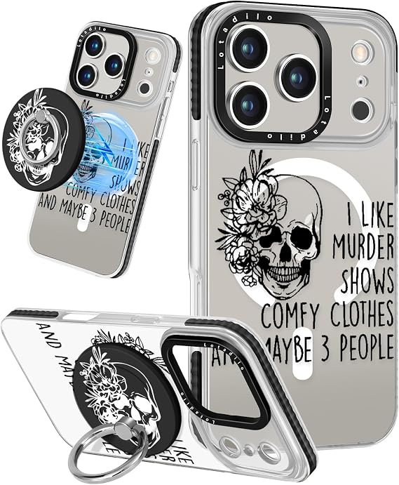 Lotadilo for iPhone 18 Pro Max/17 Pro Max Case with Stand, Skull - Skull phone case