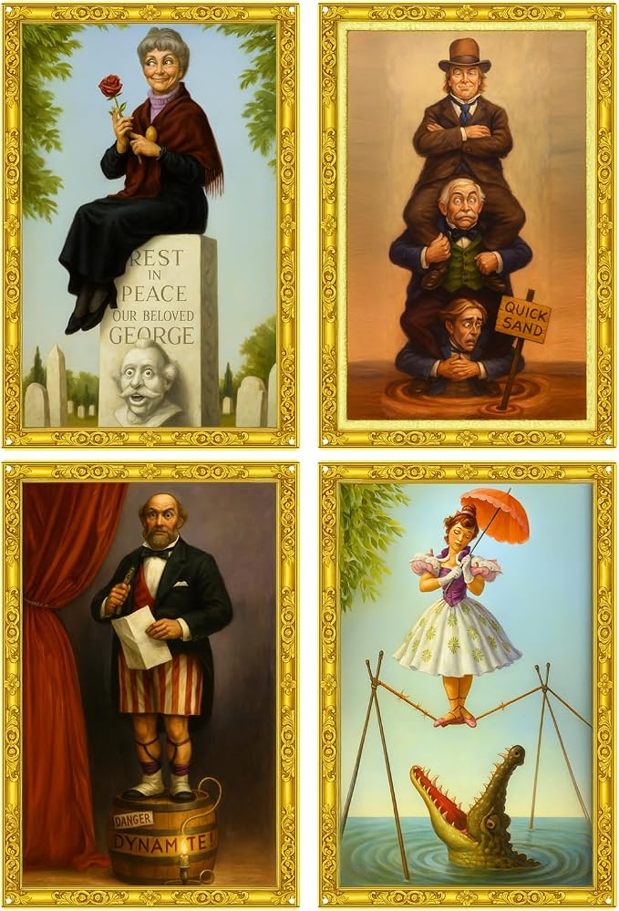 Halloween Decorations Haunted Mansion Wall Art, Vintage Halloween Decor Metal Tin Sign Set of 4, Gothic Victorian Horror Portrait Wall Decor, Spooky Indoor Outdoor Porch Sign, 8×12 Inch
