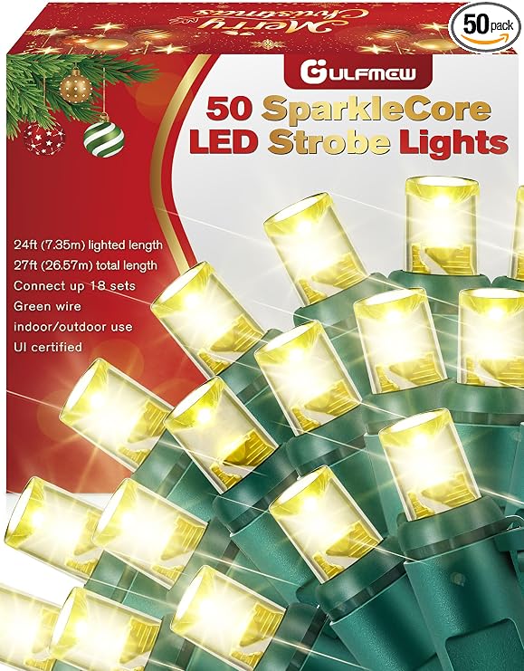 Strobe Christmas Lights, Warm White, 25.5ft, 50 LED - string light
