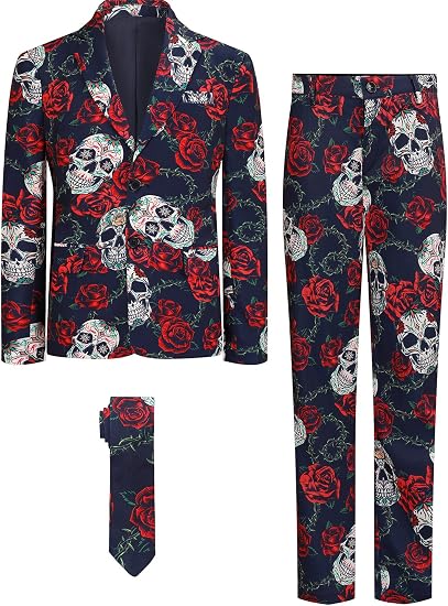 A&J DESIGN Boys Funny Print Suit for 6-16 Years - sugar skull costume