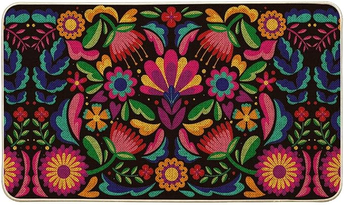 Day of the Dead Marigolds Floral Welcome Doormat Non Slip Floral Bath Mat Absorbent Washable Microfiber Rug for Kitchen Bathroom Laundry Room 20x32 - skull toilet mat