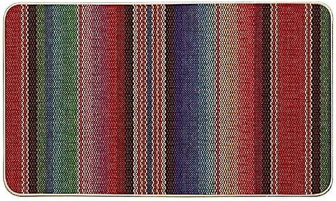 Retro Multicolor Mexican Stripe Doormat Day of the Dead Doormat Kitchen Front Door Mat Bathroom Watercolor Washable Entrance Mat Shoe Scraper Gift 18x30 Inch - skull toilet mat
