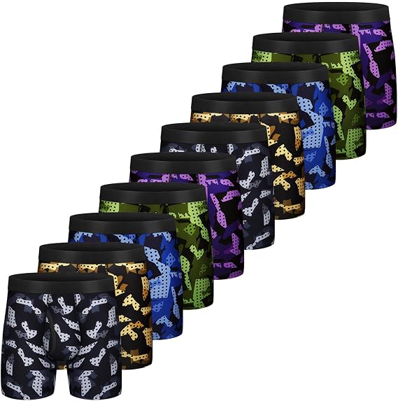 Mens Boxer Briefs Quick Dry Mesh Sport Boxer Briefs Underwear with Fly for Men - skull swimsuit