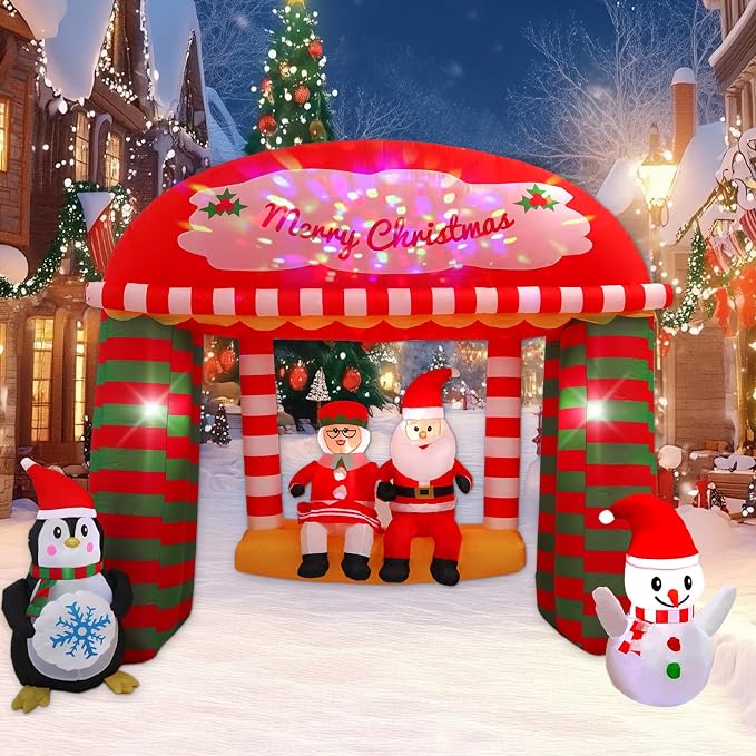 10FT Santa Claus Swing Outdoor Inflatable with Rotating LED Lights for Christmas Holiday Party Decoration, Winter Garden Decoration - skull inflatable