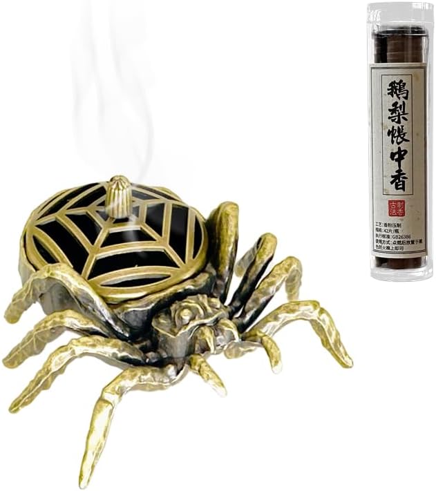 Gothic Metal Spider Incense Burner with 40 Pcs Incense Coils - skull incense burner