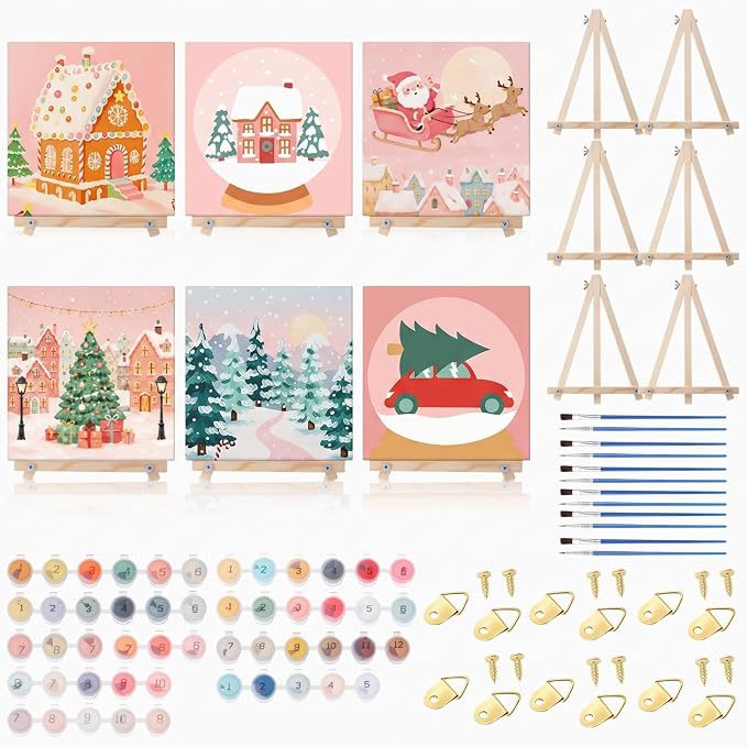 YooNotee 6 Pack Christmas Paint by Numbers Kit - skull painting