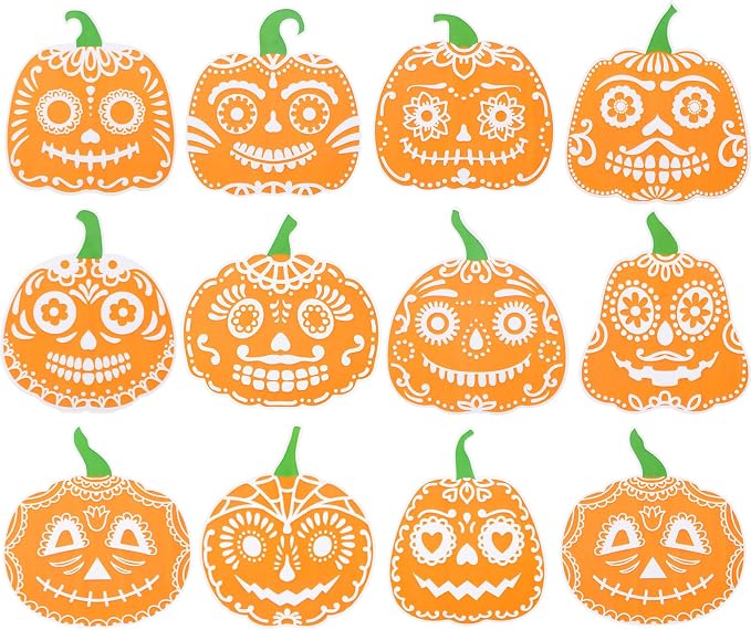 AmazingSpark 12 Pcs Day of The Dead Stickers Dia De Los Muertos Sugar Skull - skull sticker