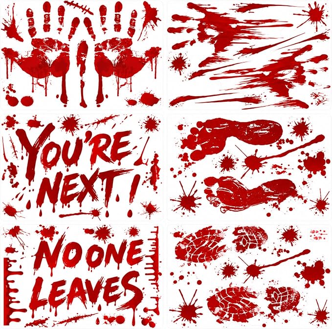 Halloween Bloody Handprint Footprint Horrible Stickers, 10 Sheets - skull sticker
