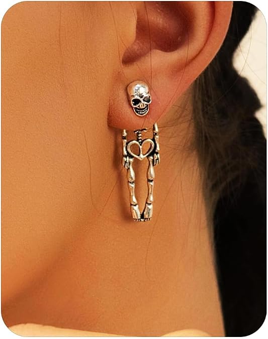 2 Pcs Halloween Skeleton Skull Earrings Jewelry for Women,Punk Party Accessories - sugar skull costume