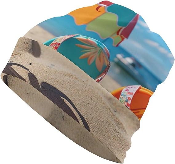 Colorful Flip Flops Beanie for Women Men Slouchy Beanie Hats Winter Knit Hats Cuffed Ski Hats Warm Cozy Skull Cap - sugar skull costume