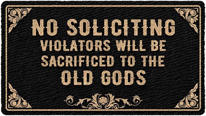 No Soliciting Old Gods 30"(W) X 17"(L), Outdoor Rug,Funny Welcome Front Door Mat, Suitable for Entrance Areas Blessings to Your Home Welcome Doormats for Entryway - skull door mat