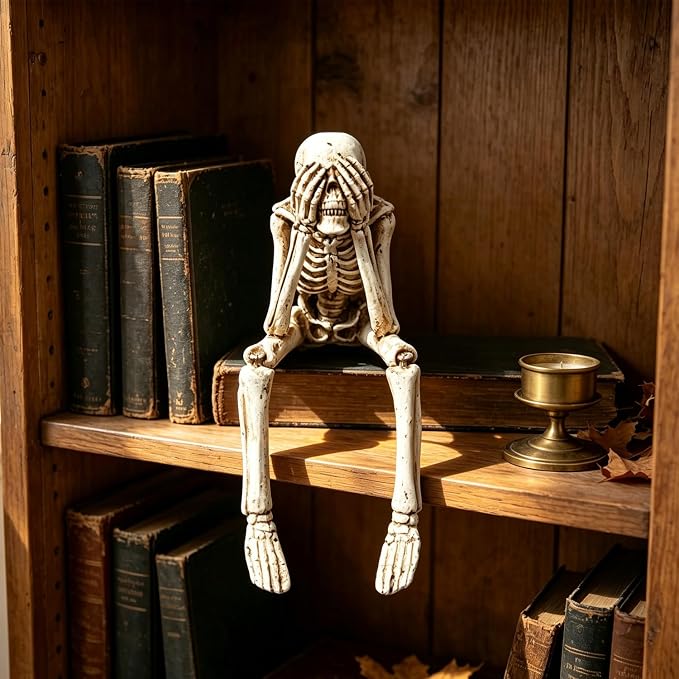 1 Pcs Halloween Skeleton Statue,Cover Eyes Evil Spooky Figurines - skull figurine
