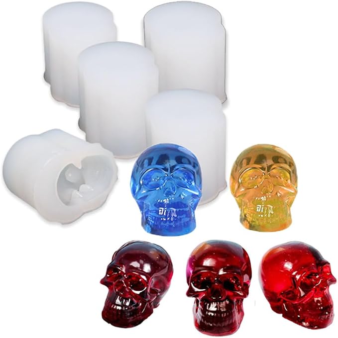Tone Fun 5Pcs Mini Skull Silicone Molds for DIY Epoxy Resin Casting Arts Crafts Pendant Keychain Bracelet Earrings Jewelry Candle String Lights Decor - string light