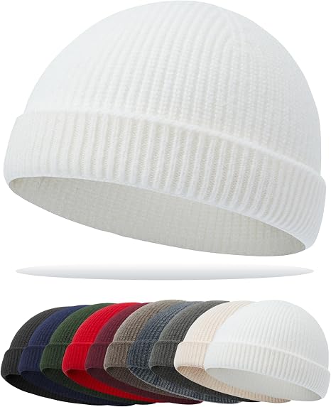 Thin Fisherman Knit Beanie Hat for Men Women Wool Cuffed Skull Caps - skull hat
