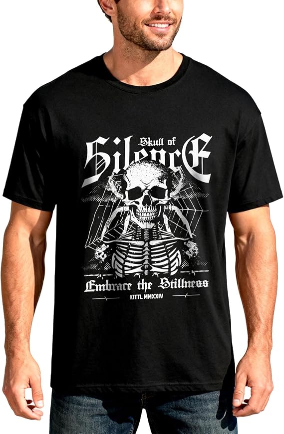 Skull T Shirts for Men & Women, Heavyweight Cotton Tee Terrifier Shirt & Skeleton Graphic Tee, Funny T Shirt