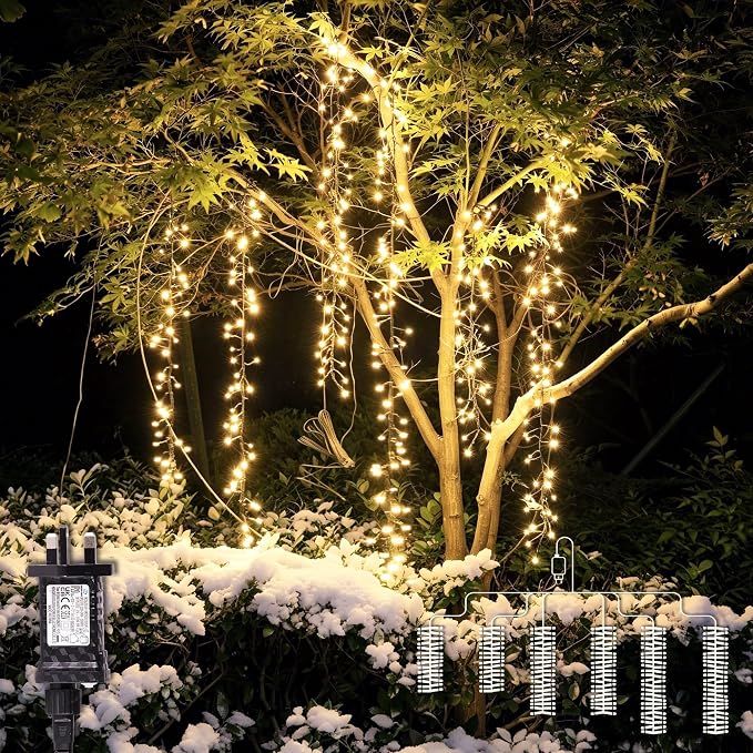 6 Lit Drops 360 LEDs Christmas String Lights Outdoor Warm White - string light