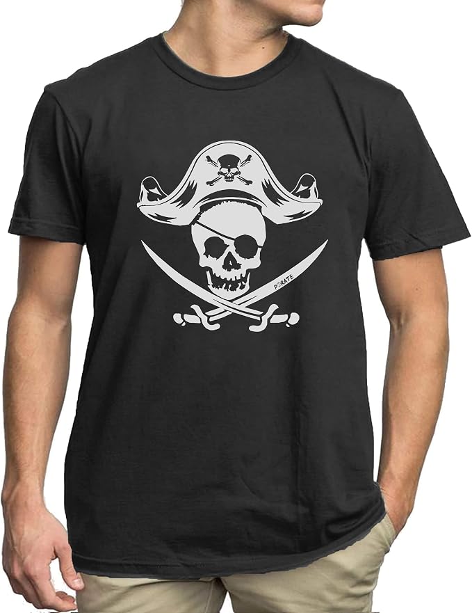 Pirate Shirt Mens Pirate Costume Shirts Skeleton Skull Graphic Tee - skull tshirt