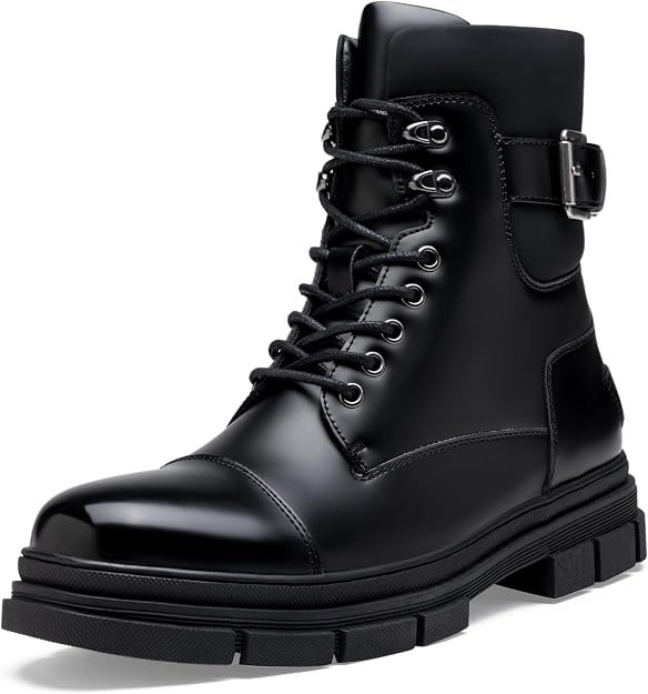 Jousen Mens Combat Boots Casual Dress Motorcycle Boots - sugar skull costume