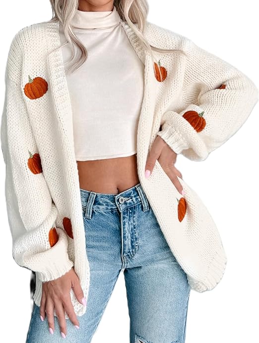 Women's Cardigans Sweatshirts Longsleeve Cute Pumpkin Knitted Sweater Top Halloween Outfits - skull jacket