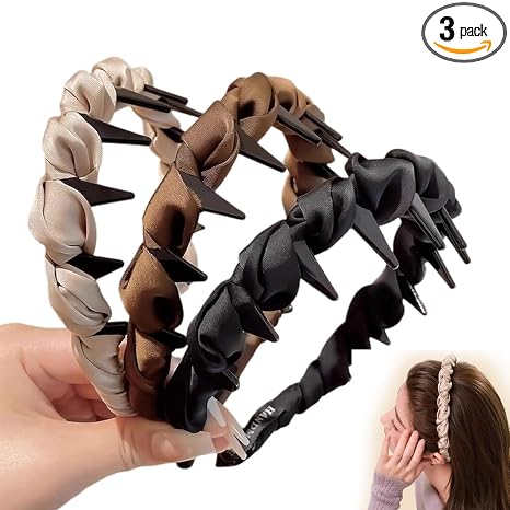 Vintage High Skull Reversible Headband with Teeth, Fashion High Cranium Headbands, Non-slip Decorative Accessories for Women (B (Black,Brown, White), L) - skull headband