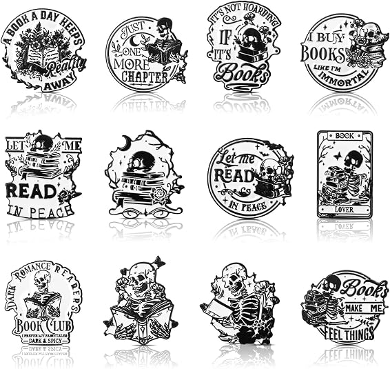Suncalla Bookish Enamel Pins for Backpacks and Jackets - skull backpack