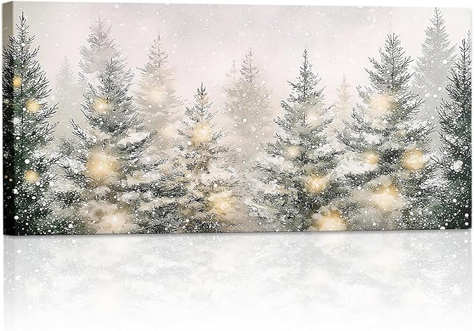SVFGHGGN Neutral Winter Large Christmas Pine Tree Framed Above Wall Art Pictures Sign Canvas Decor Decorations for Bedroom Room Home, 40x20 Inches - skull wall art