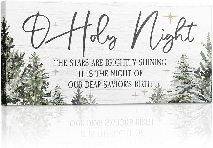 SVFGHGGN Rustic O Holy Night Navy Large Christmas Tree Winter Framed Above Wall Art Pictures Sign Canvas Jesus Christian Decor Decorations, 40x20 Inches (white tree) - skull wall art