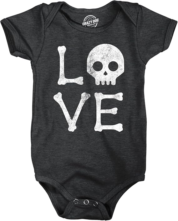 Love Skull Baby Bodysuit Funny Halloween Jumper For Infants - skull tshirt