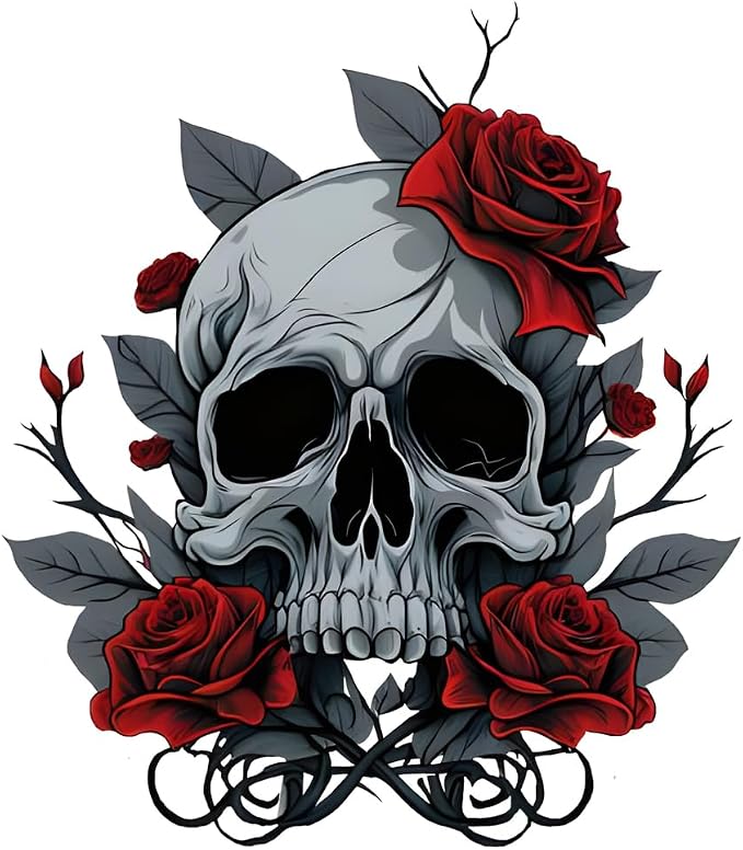 2PCS Gothic Skull Rose Car Decals Waterproof Vinyl Bumper Stickers Z-042 - skull sticker