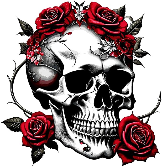 Gothic Skull Rose Car Decals 2PCS Vinyl Bumper Stickers Z-046 - skull sticker