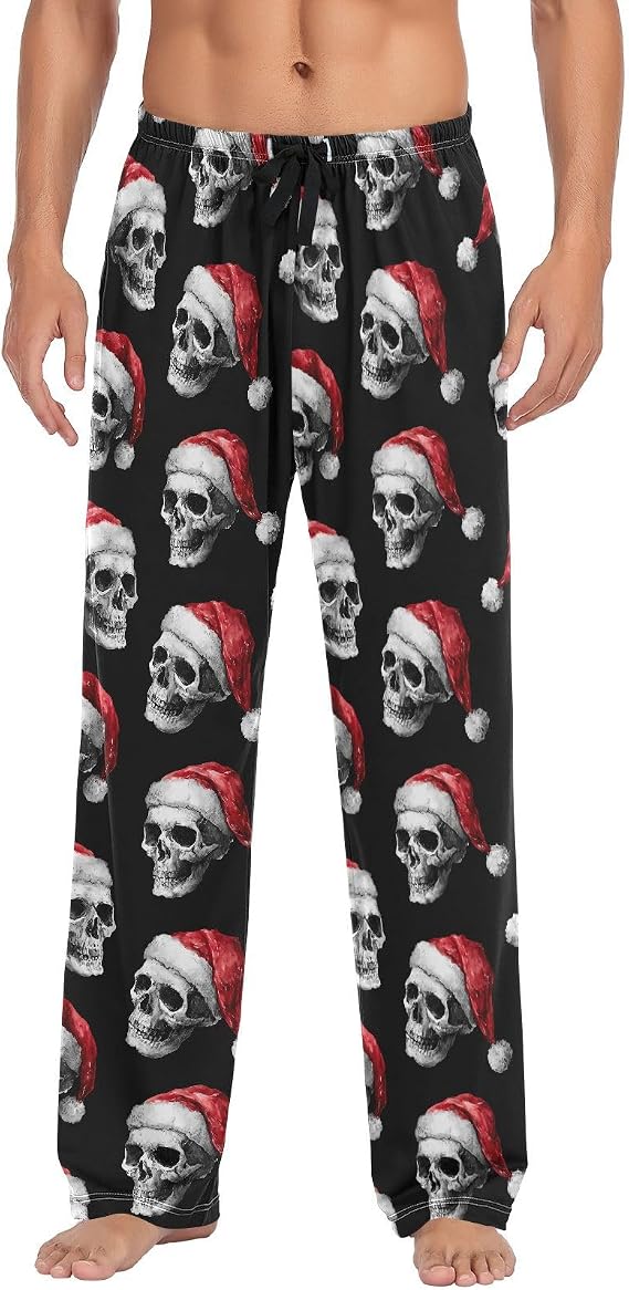 Christmas Pajama Pants for Men Christmas Gnomes Seamless Pajama Bottoms Lounge Pants - skull pajamas