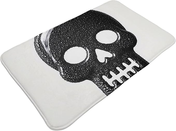 Doormat Welcome Door Mat 20 X 31.5 Inch Non-Slip Absorbent Bath Rug Soft Washable Floor Mat Black Sugar Skull Carpet for Stylish Kitchen Bedroom Bathroom Decor - skull floor mat