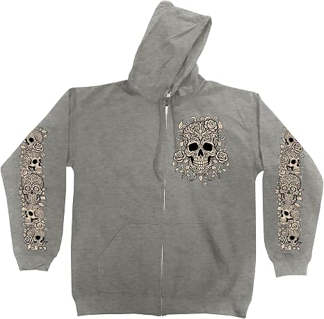 Hot Leathers Women’s Motorcycle Hoodie Collection – Ride-Ready Style in Premium Zip-Up Hoodies - skull jacket